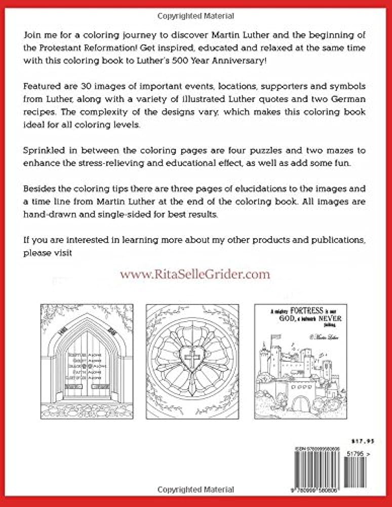 Years luther anniversary coloring book beautiful inspirational images selle