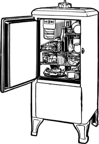 Vintage fridge open coloring page free printable coloring pages
