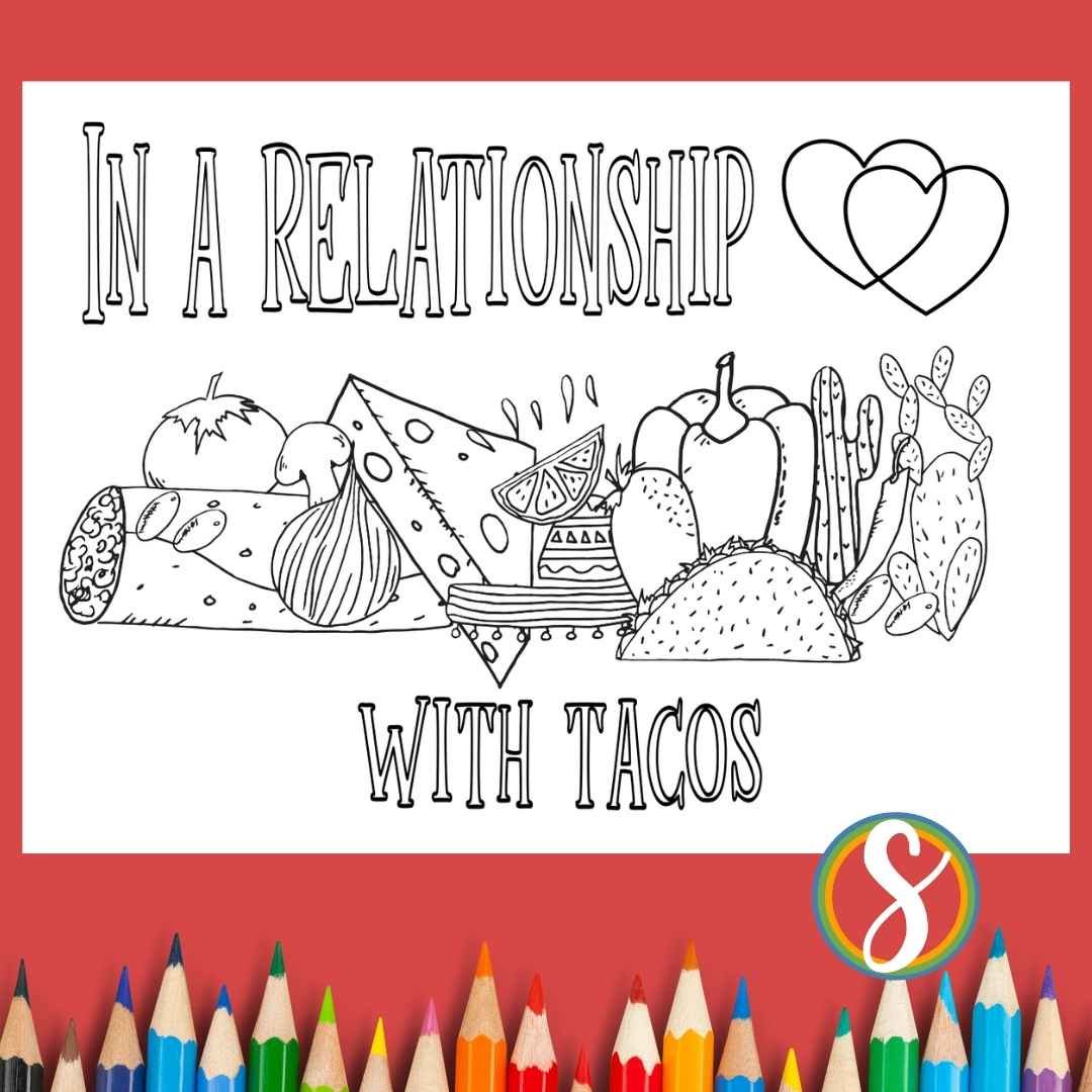 Taco quote coloring pages â stevie doodles