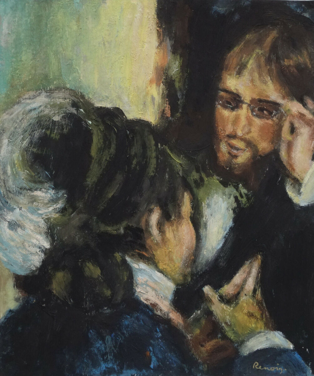 Rare fine unique figurative painting lovers signed pierre auguste renoir w coa