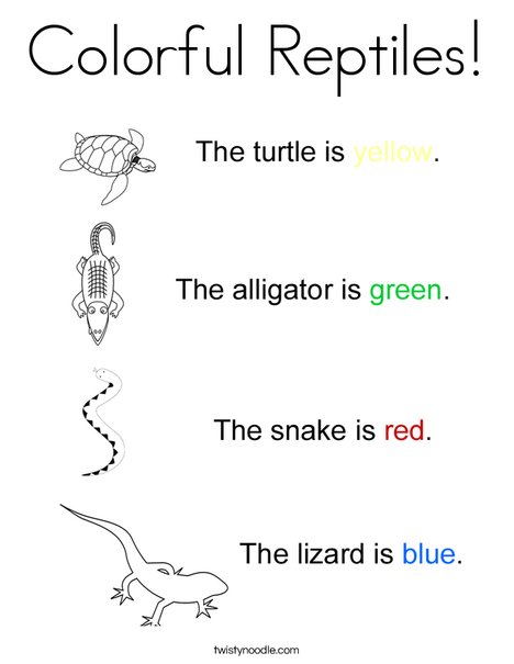 Colorful reptiles coloring page