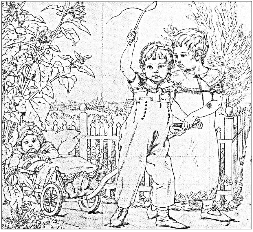 Kids vintage coloring page