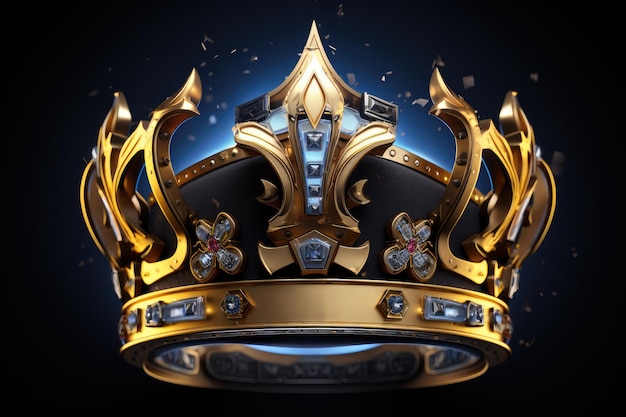 La corona del rey de los trãbol en el logotipo grãfico d bien iluminado frente a la corona foto premium