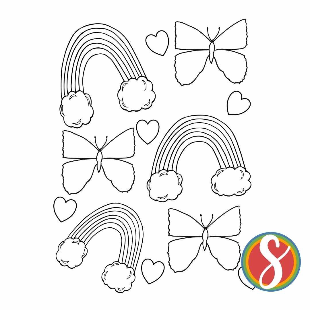 Free rainbow coloring pages â stevie doodles