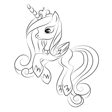Premium vector unicorn kids coloring page vector blank printable design for children to fill in free vector