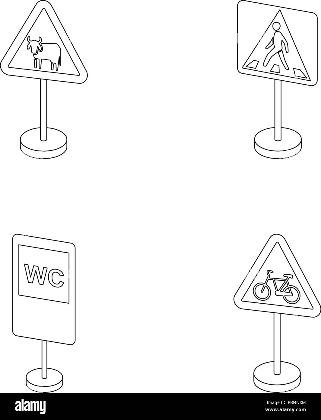 Animal bicyclistcollectioncrossingdesigndifferenticonillustrationindexisolatedlogooutlinepedestrianprohibition roadrulesafetysecuritysetsignsymboltoilettraffictypesvectorwarningweb vector vectors stock vector image art