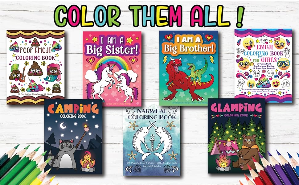 Camping coloring book of cute forest wildlife animals and funny camp quotes