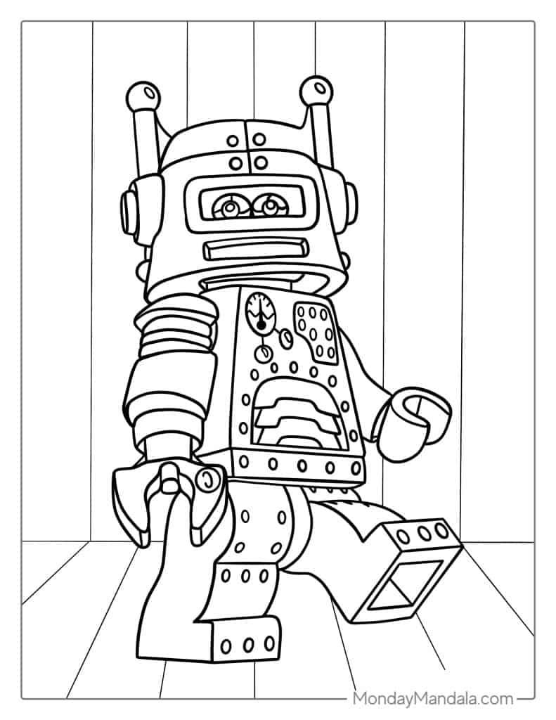 Robot coloring pages free pdf printables