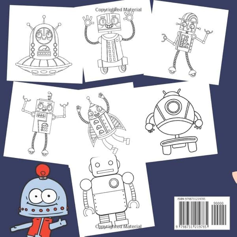 Robot coloring book for kids funny coloring pages for boys ages