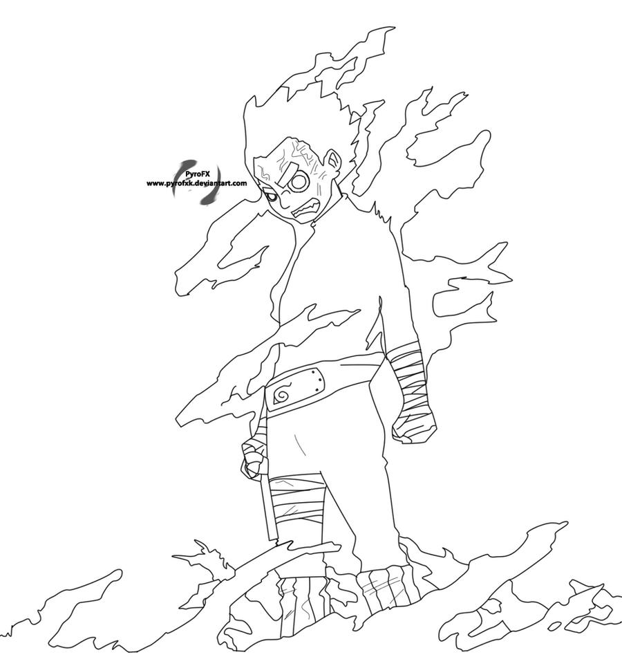 Rock lee inner gates release lineart by pyrofxk on