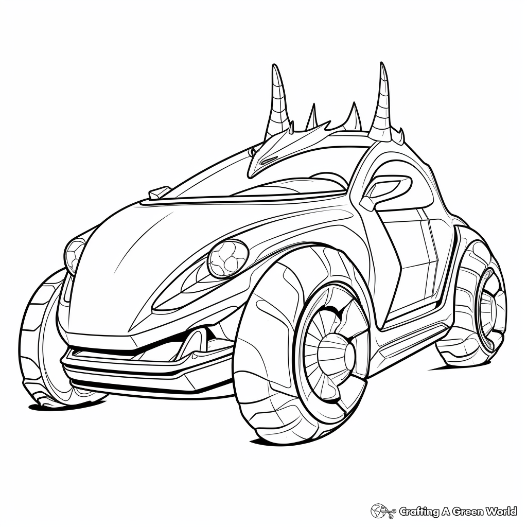 Unicorn car coloring pages