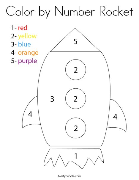 Color by number rocket coloring page