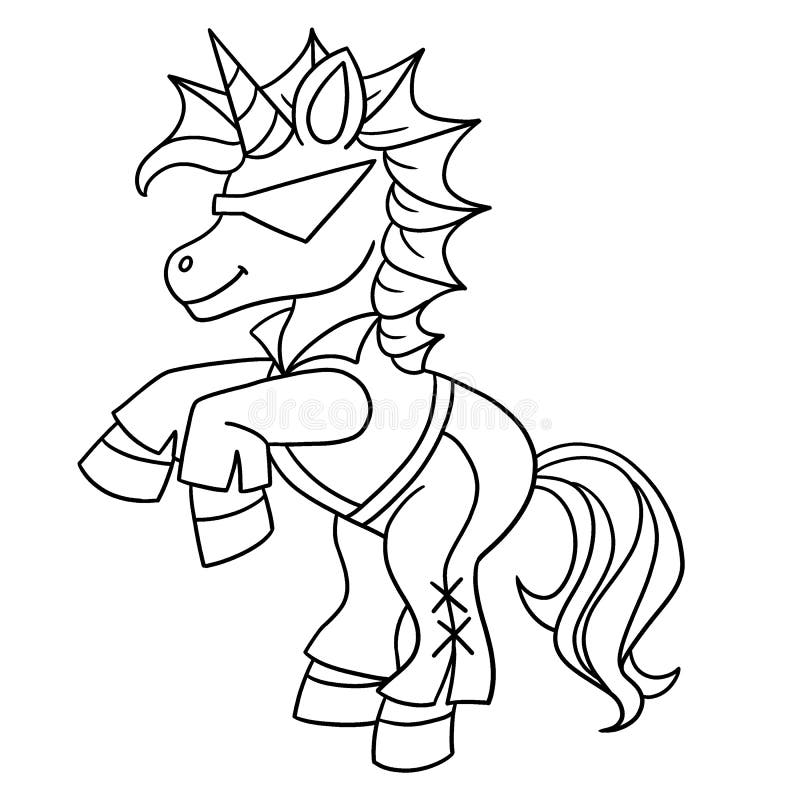 Rockstar unicorn isolated coloring page for kids stock vector