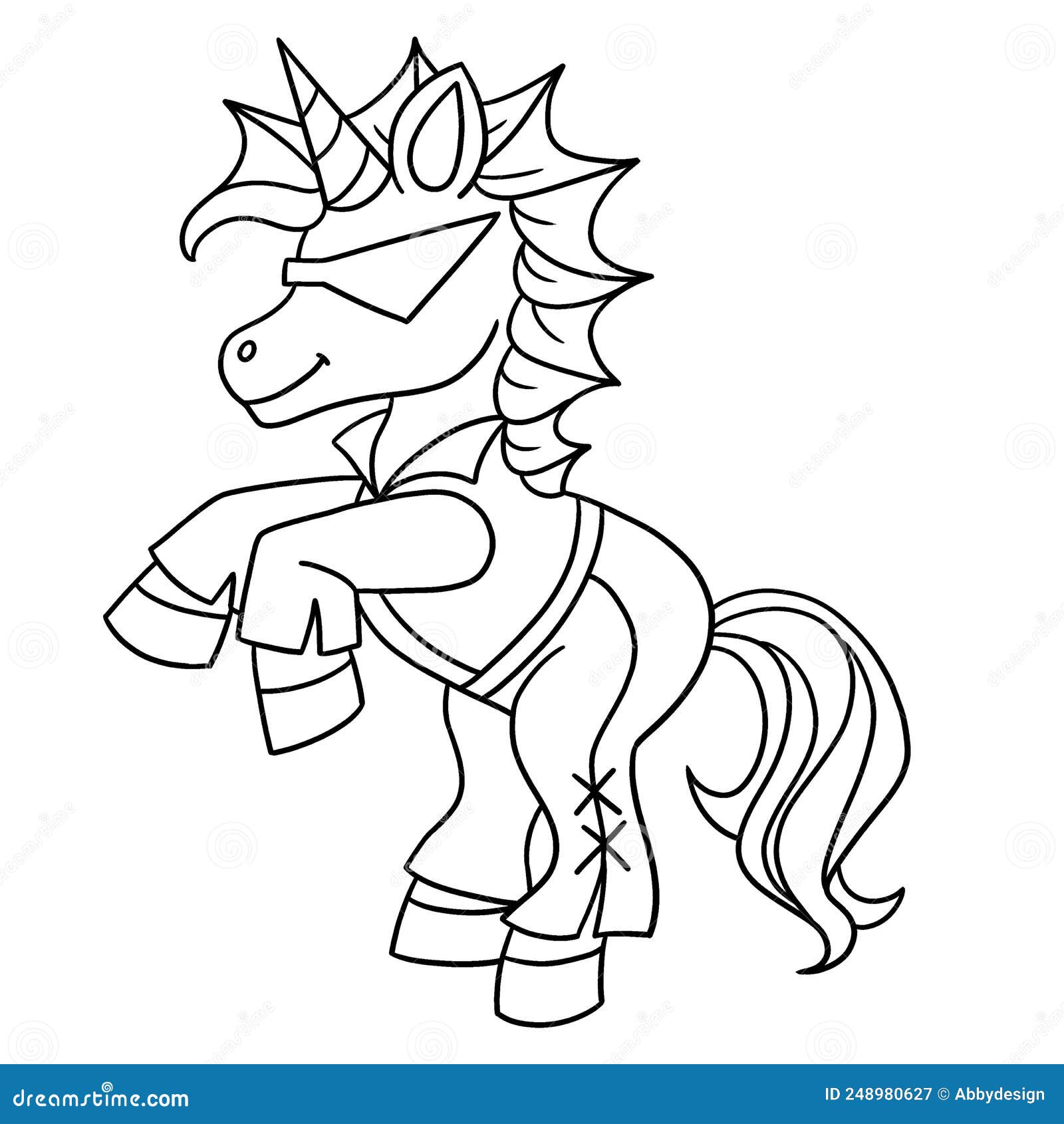Rockstar unicorn isolated coloring page for kids stock vector