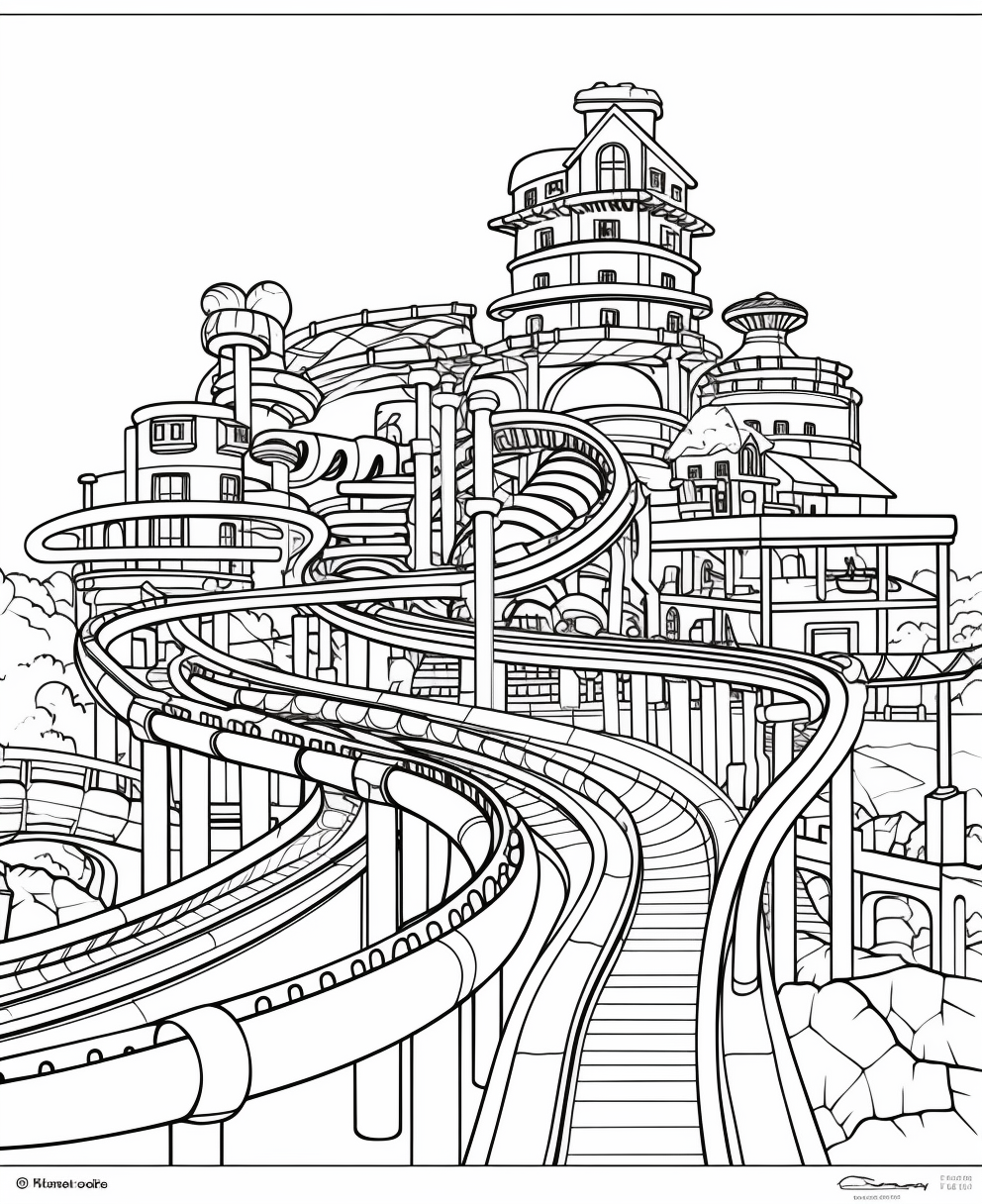 Rollercoaster coloring books for children coloring pages