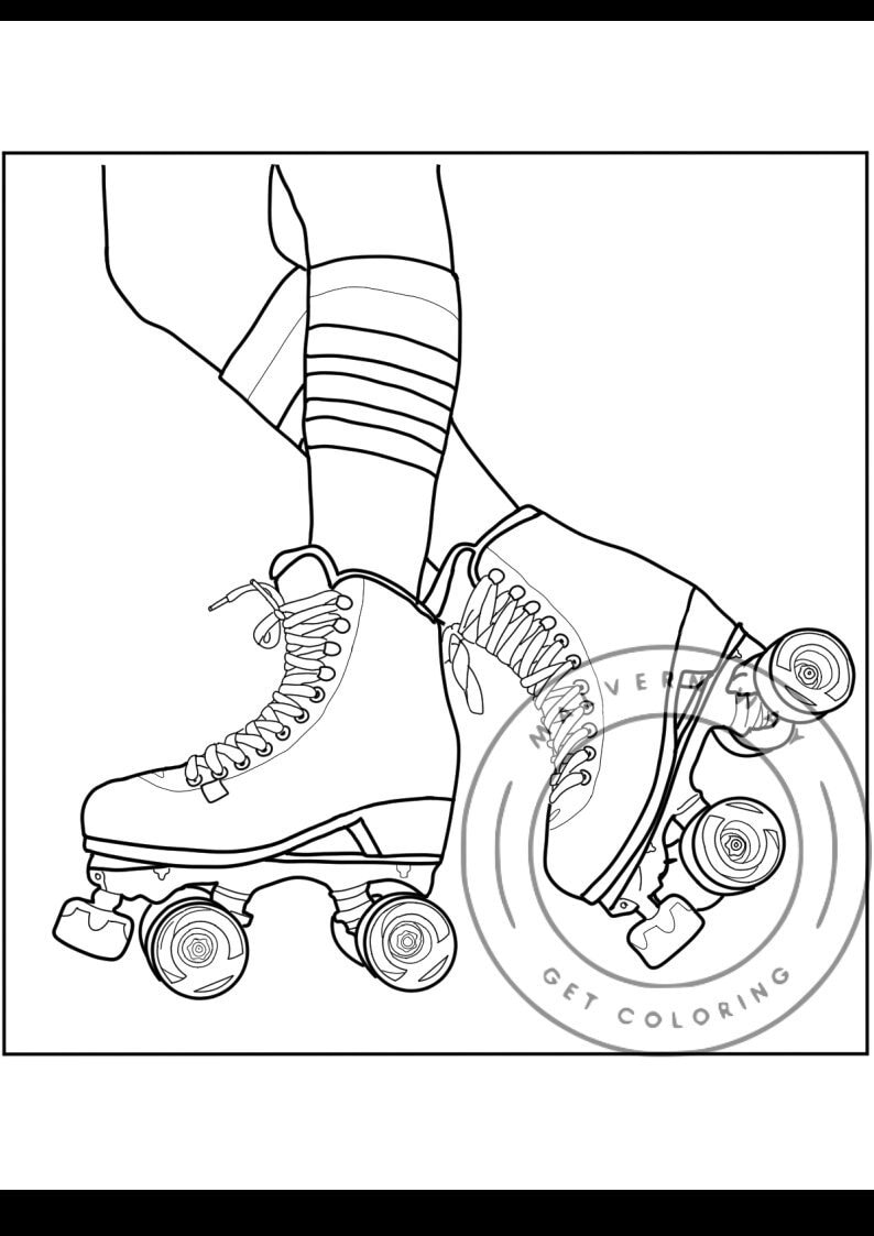 Roller skating girl coloring page