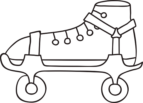 Freehand drawn vector illustration roller skate retro style vintage coloring page stock illustration