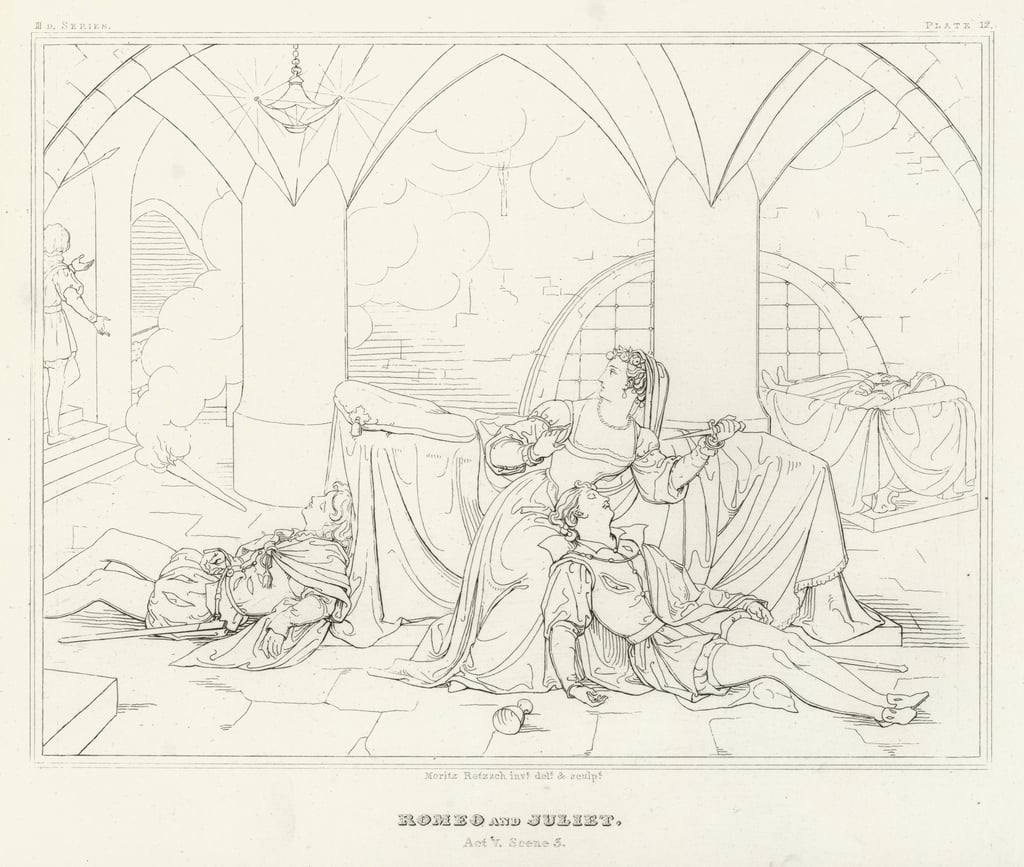 Romeo and jult act v scene engraving