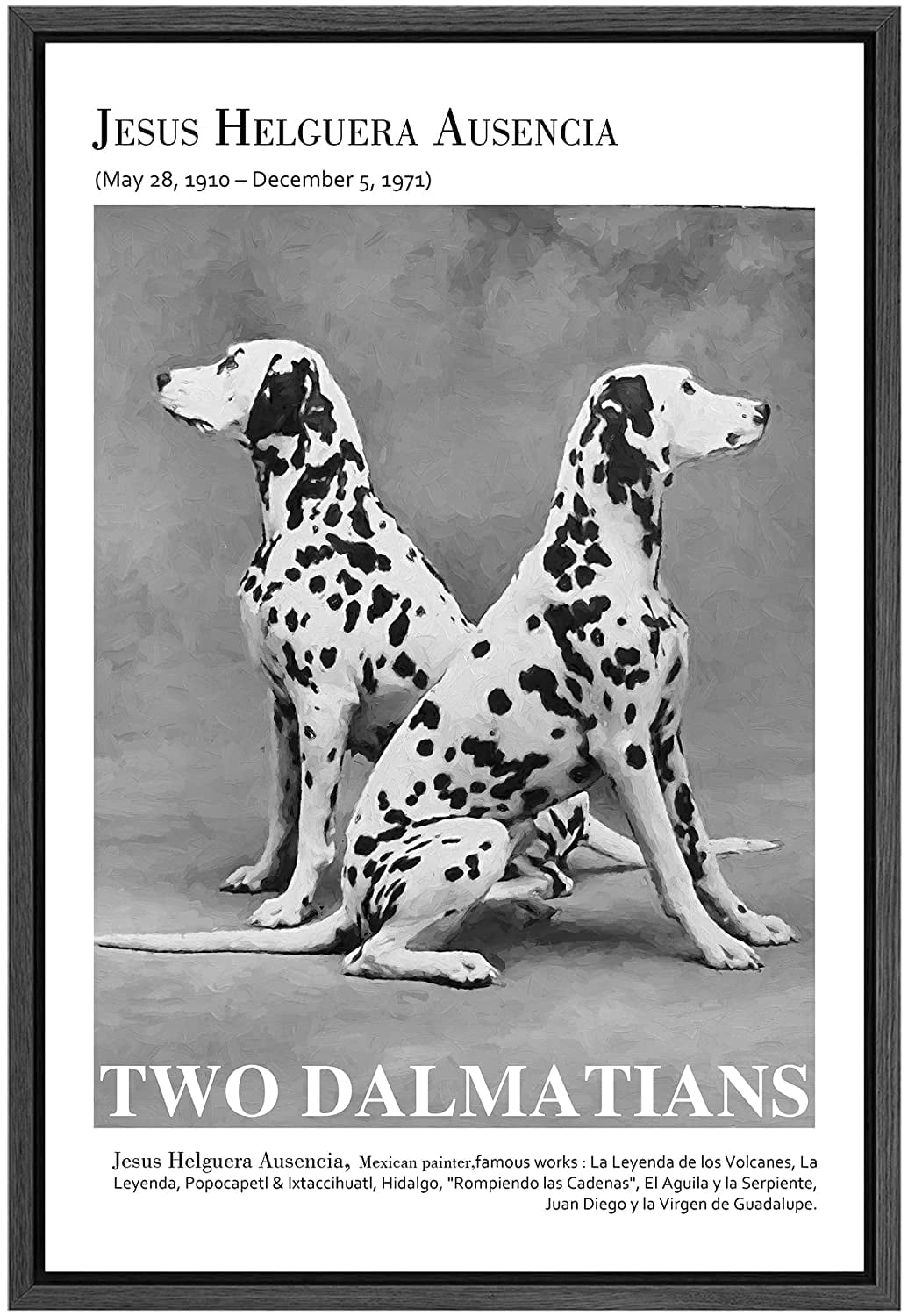 Pixonsign framed canvas print wall art jesus ausencia watercolor pastel dalmatian dogs classic vintage illustrations fine art decorative multicolor for living room bedroom office