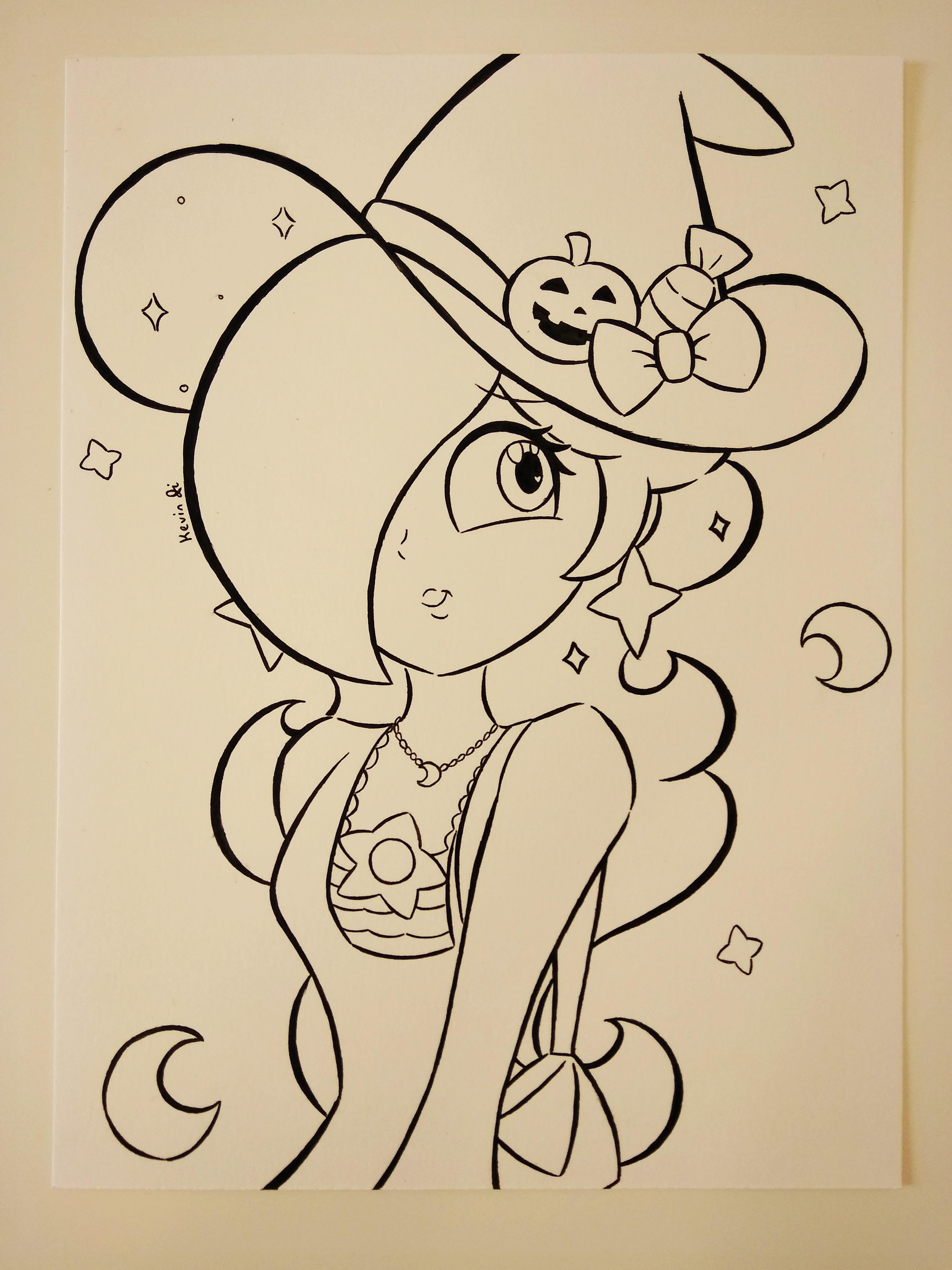 Sketched and outlined witch rosalina gonna color it for halloween ð rmario