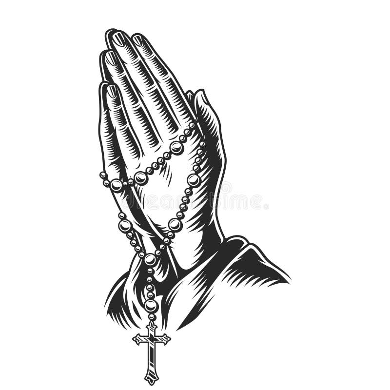 Praying hands rosary stock illustrations â praying hands rosary stock illustrations vectors clipart