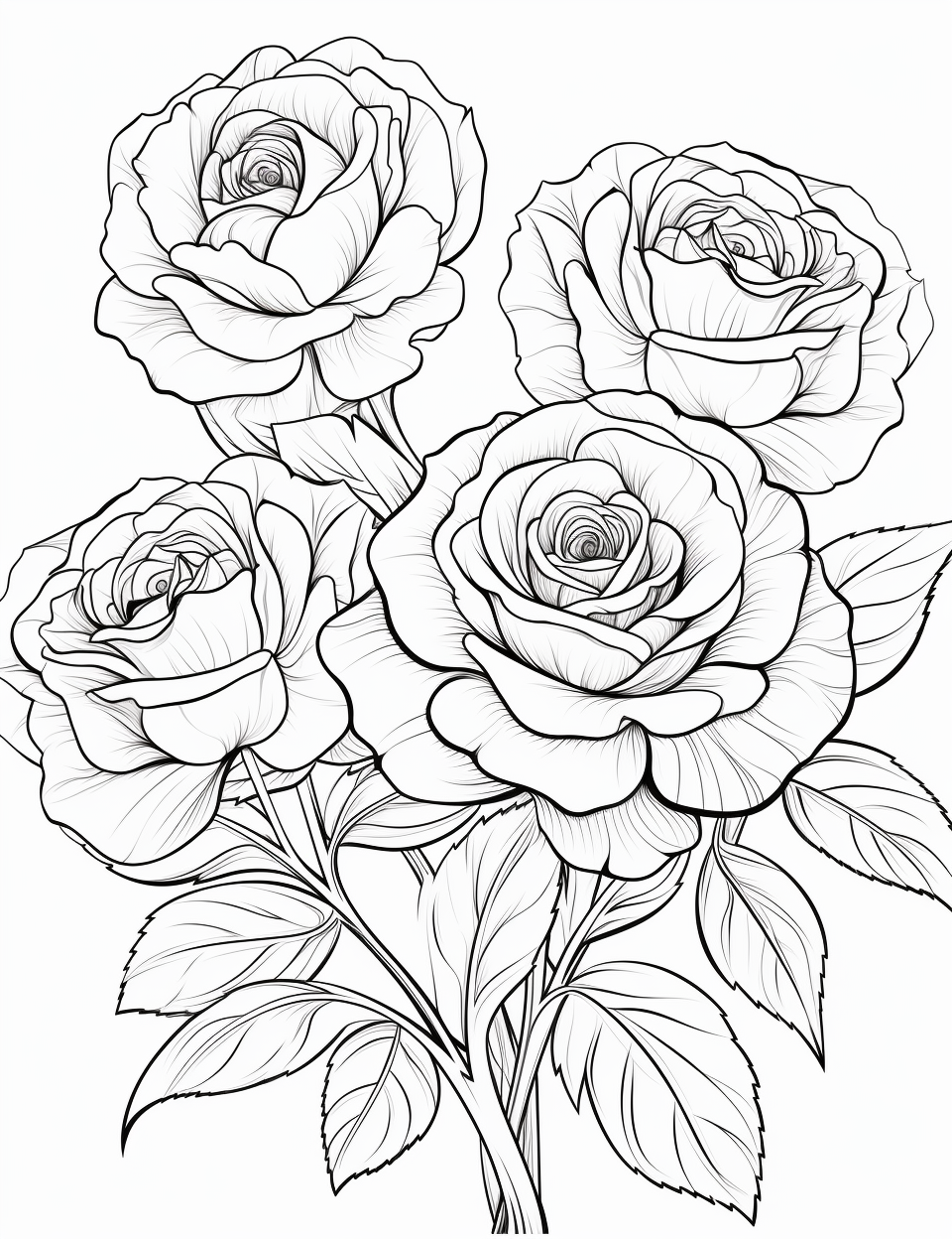 Rose flowers coloring book for children coloring pages