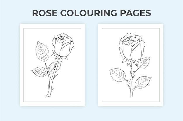 Premium vector rose flower coloring page floral ornament drawing kids coloring page rose flower doodle outline vector rose line art for coloring pages black and white flower ornament vector