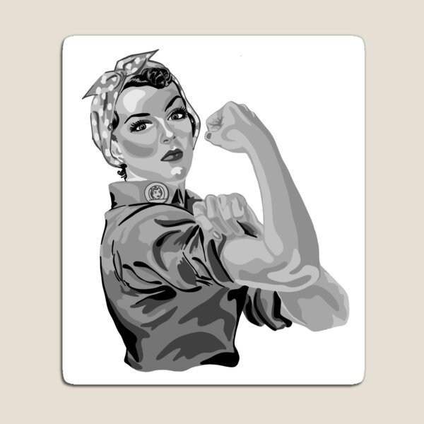 Rosie the riveter in shades of gray magnet for sale by unhingedheather
