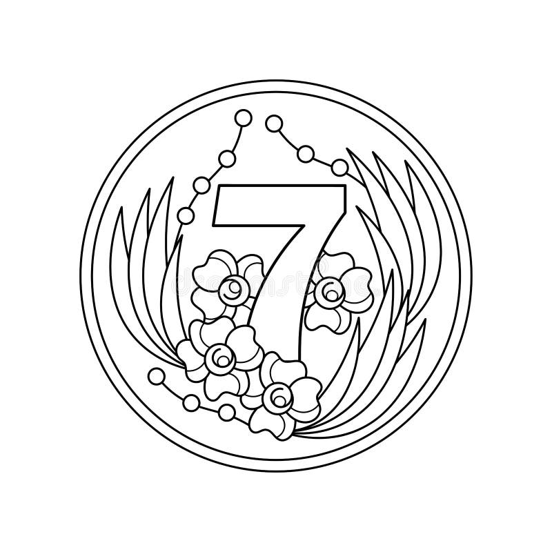 Coloring book decorated with flowers number in a round frame stock vector