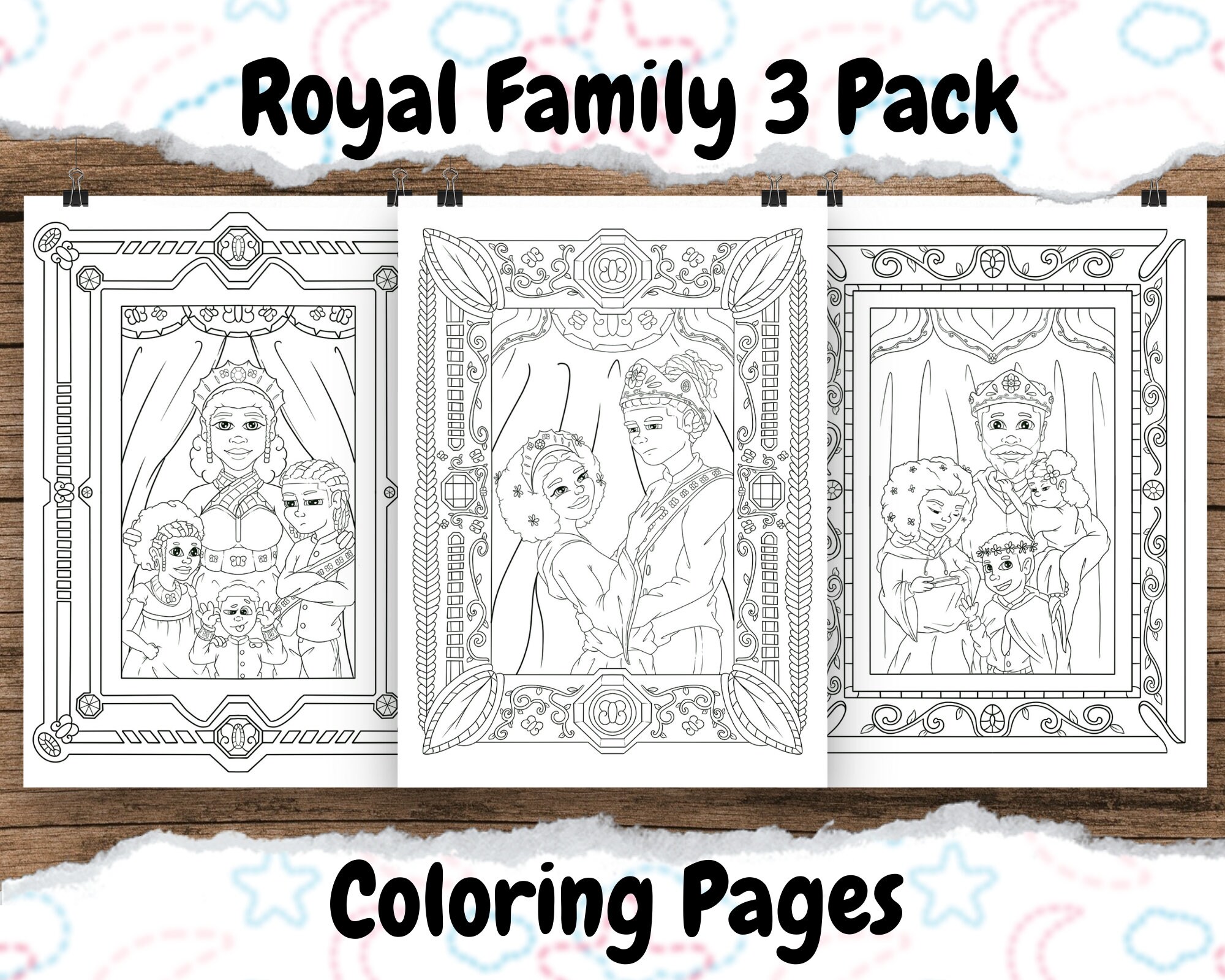 Royal family pack printable coloring pages digital