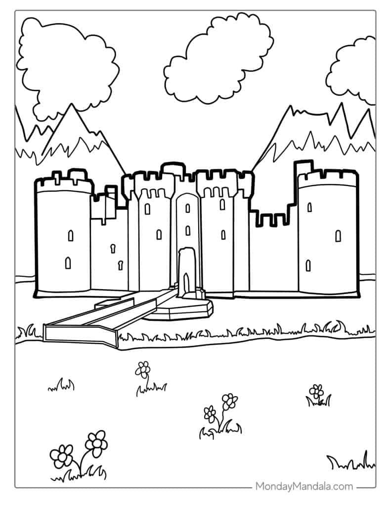 Castle coloring pages free pdf printables