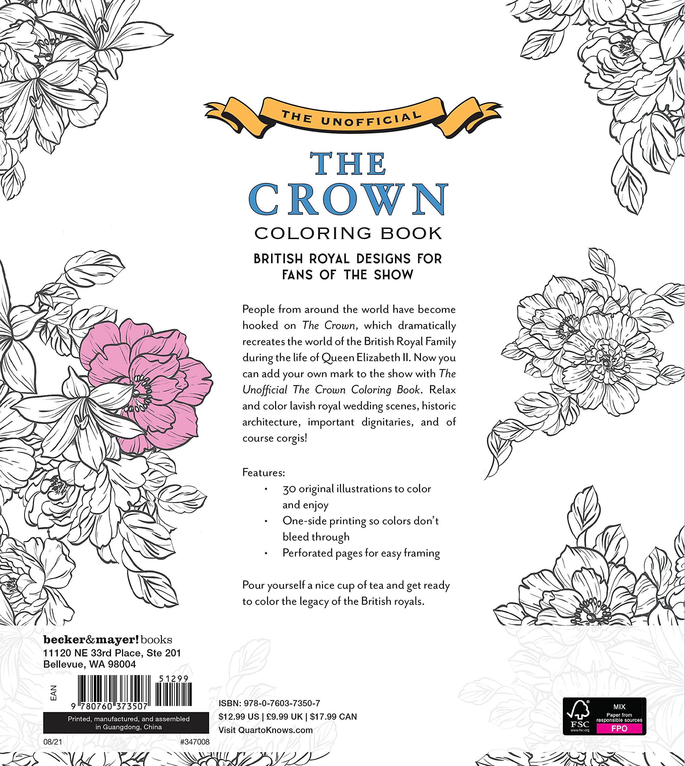 The unofficial the crown coloring book british royal designs for fans of the show â fancy some drama