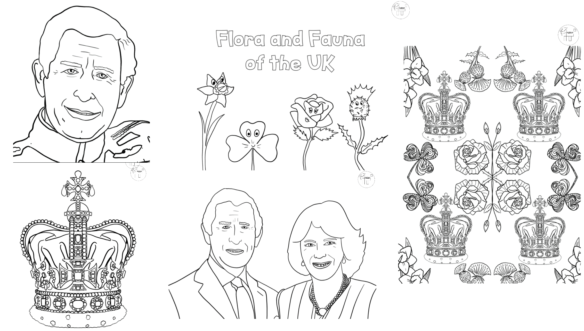 Free king charles coronation colouring sheets and puzzles teaching resources