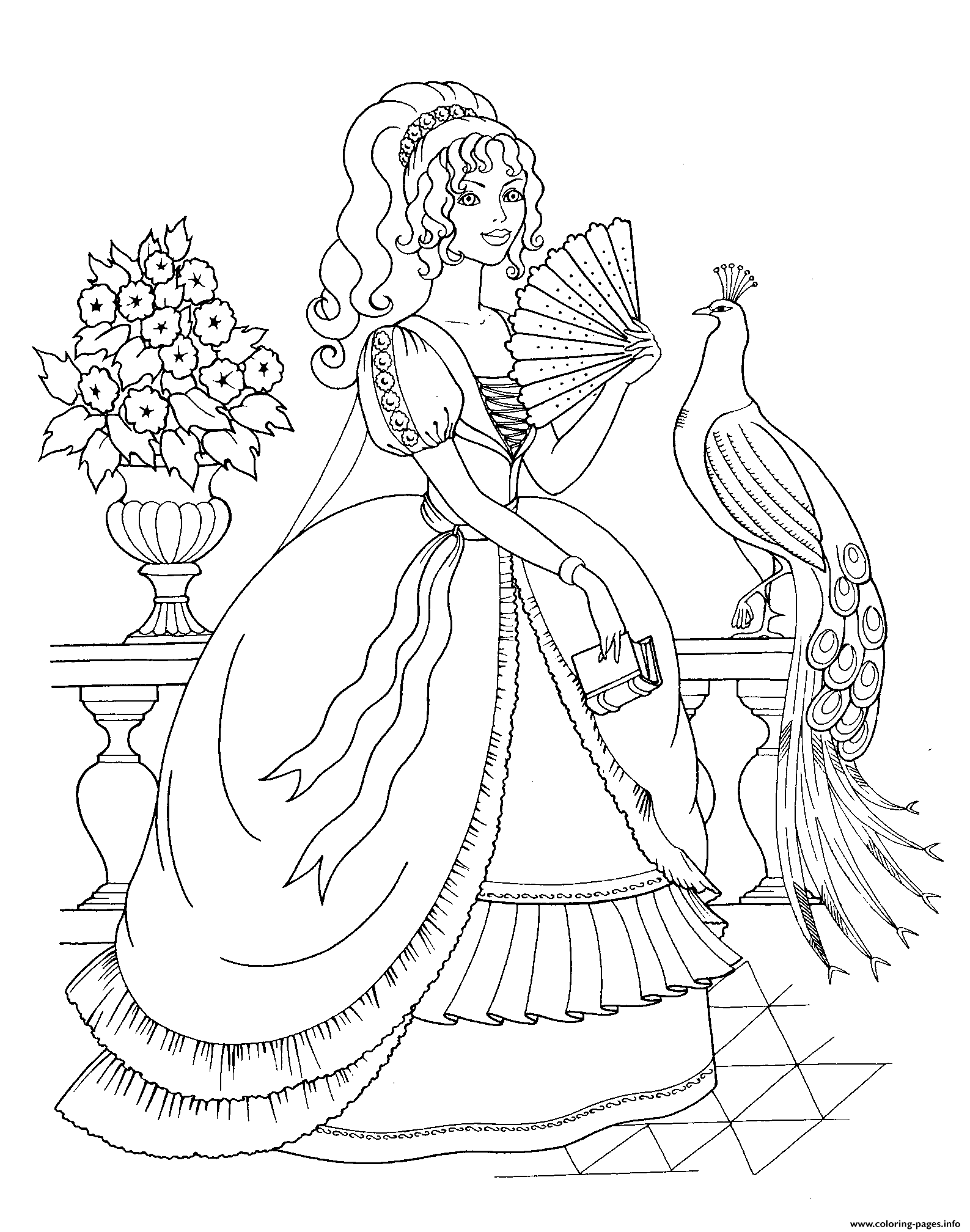 Beautiful princess royal family coloring page printable