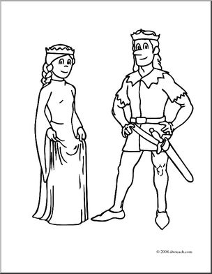 Clip art royal family princess and prince coloring page i