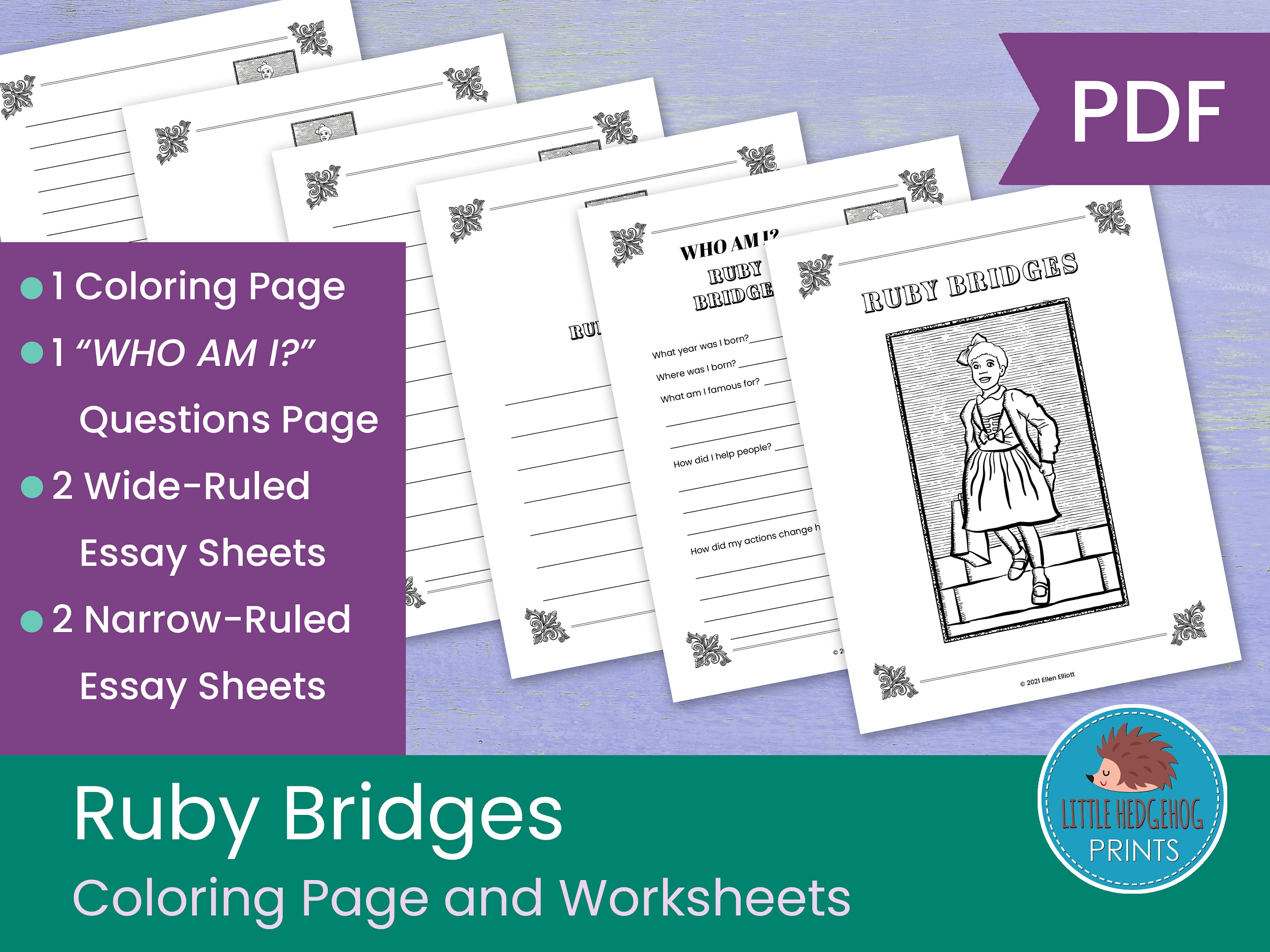 Ruby bridges coloring page and worksheets
