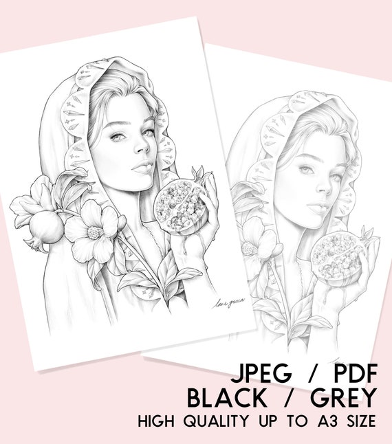 Ruby coloring page for adults grayscale coloring page instant download lana green art jpeg pdf