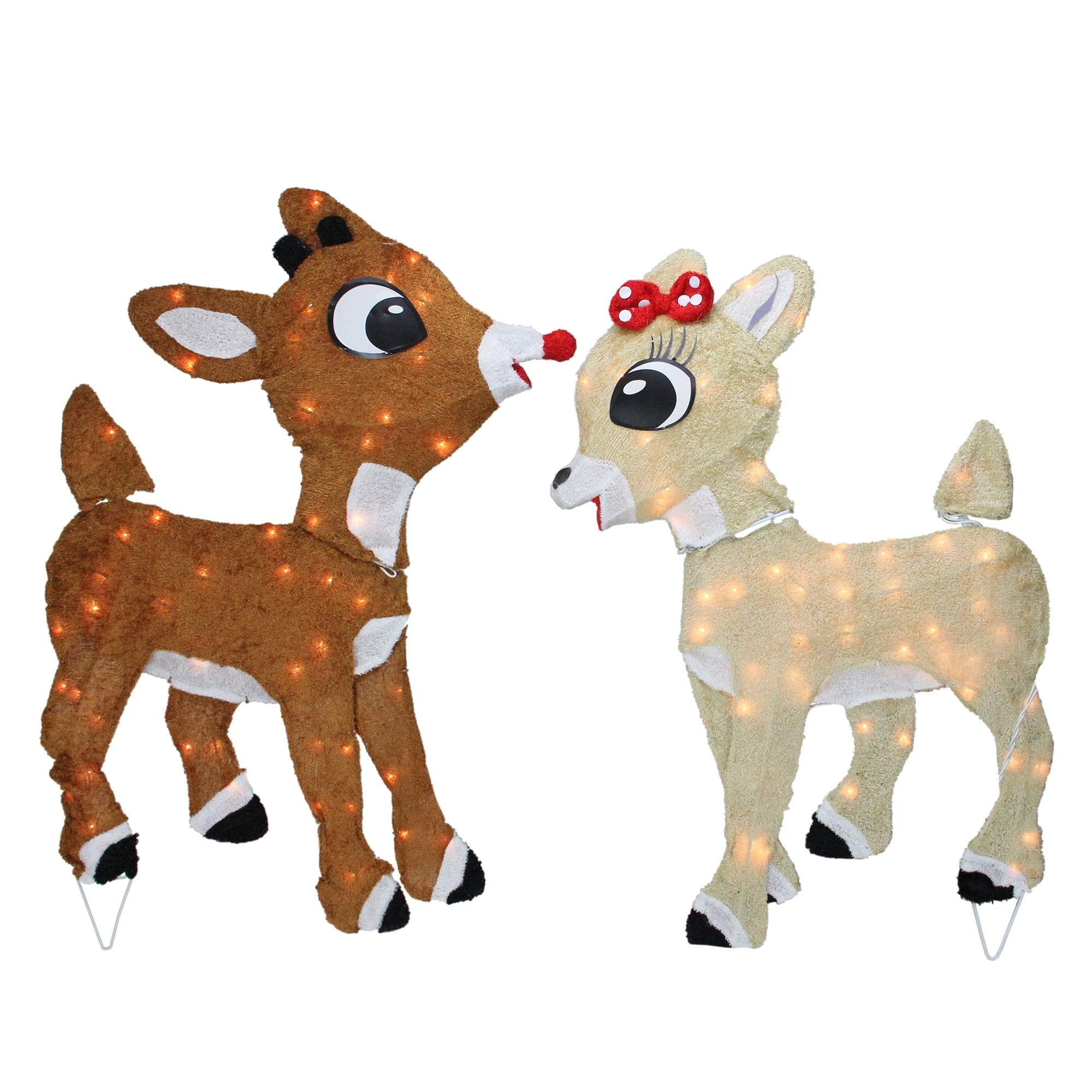 Northlight set of lighted rudolph and clarice outdoor christmas decorations