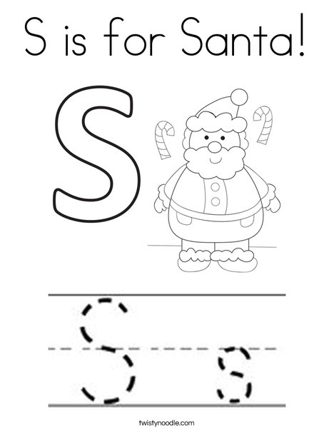 S is for santa coloring page