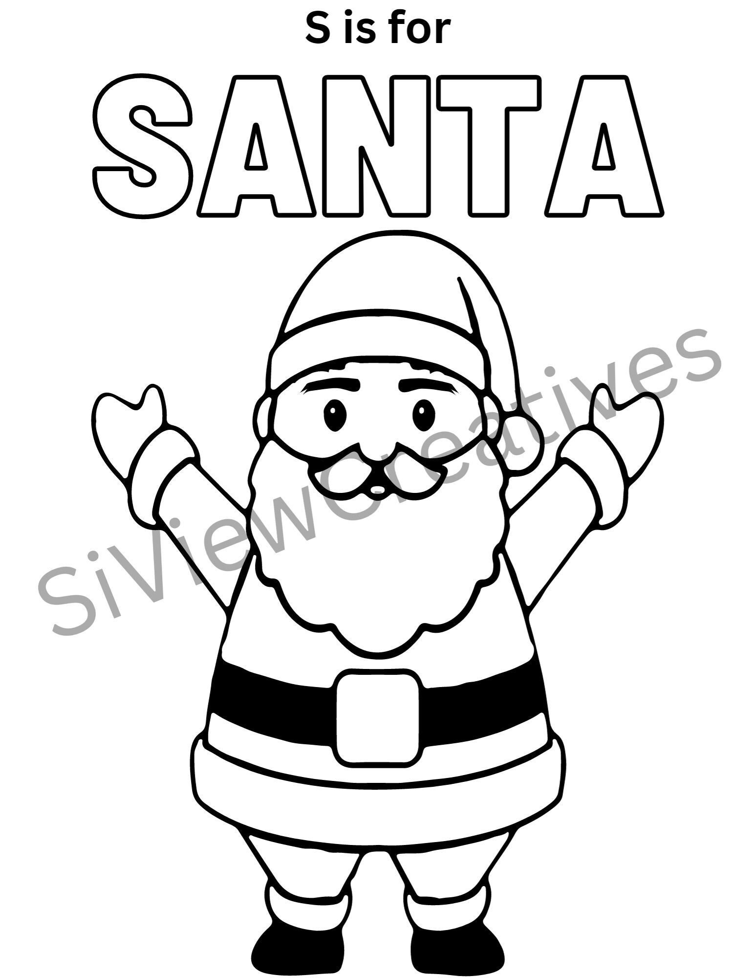 S is for santa coloring page