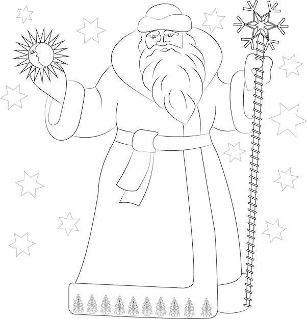Premium vector christmas santa adult and kids coloring page