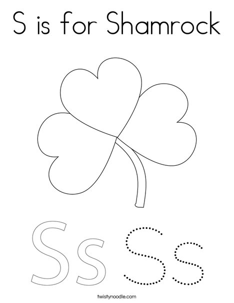 S is for shamrock coloring page