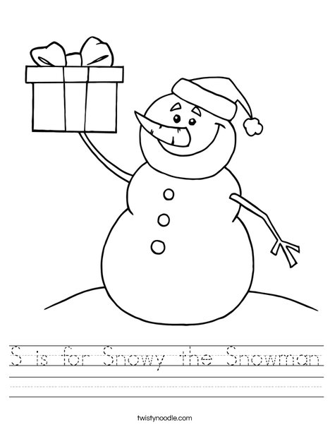 S is for snowy the snowman worksheet