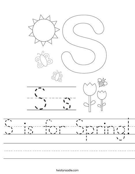 S is for spring worksheet