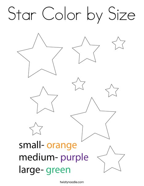 Star color by size coloring page
