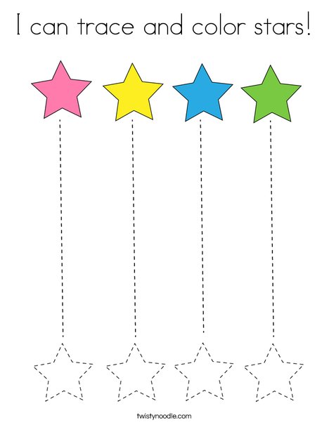 I can trace and color stars coloring page