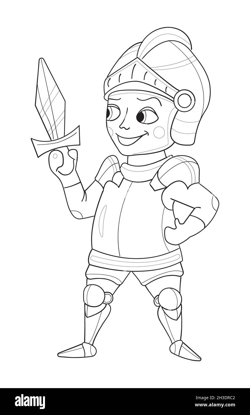 Knight sword cartoon coloring page hi