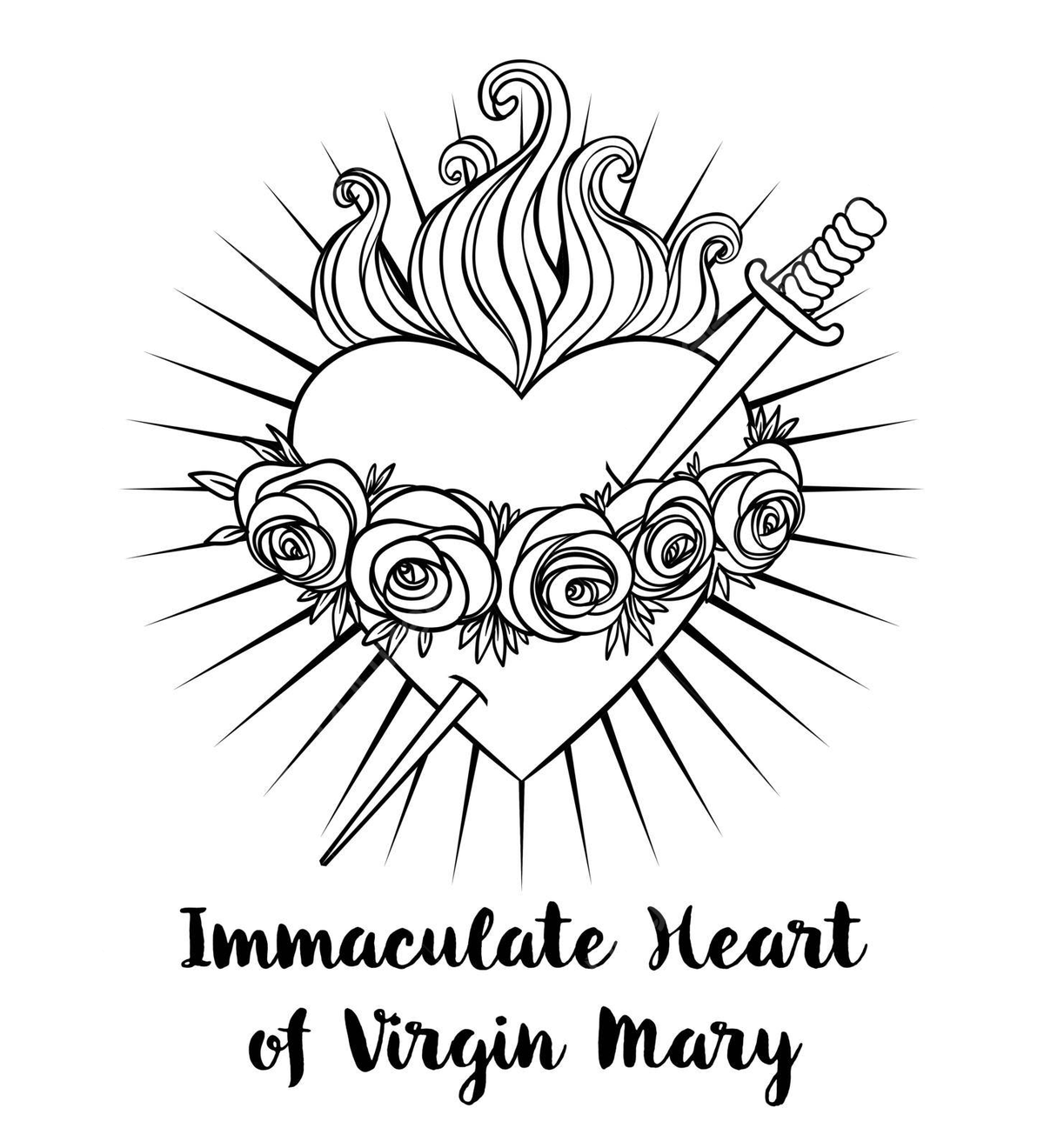 Vintagestyle black vector of jesus sacred heart for adult coloring book vector heart drawing book drawing jesus drawing png and vector with transparent background for free download
