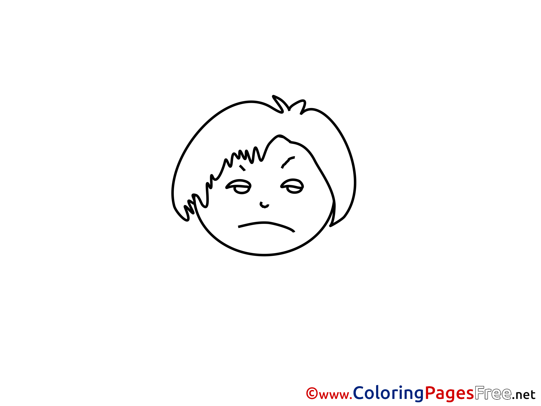 Sad face for children free coloring pages
