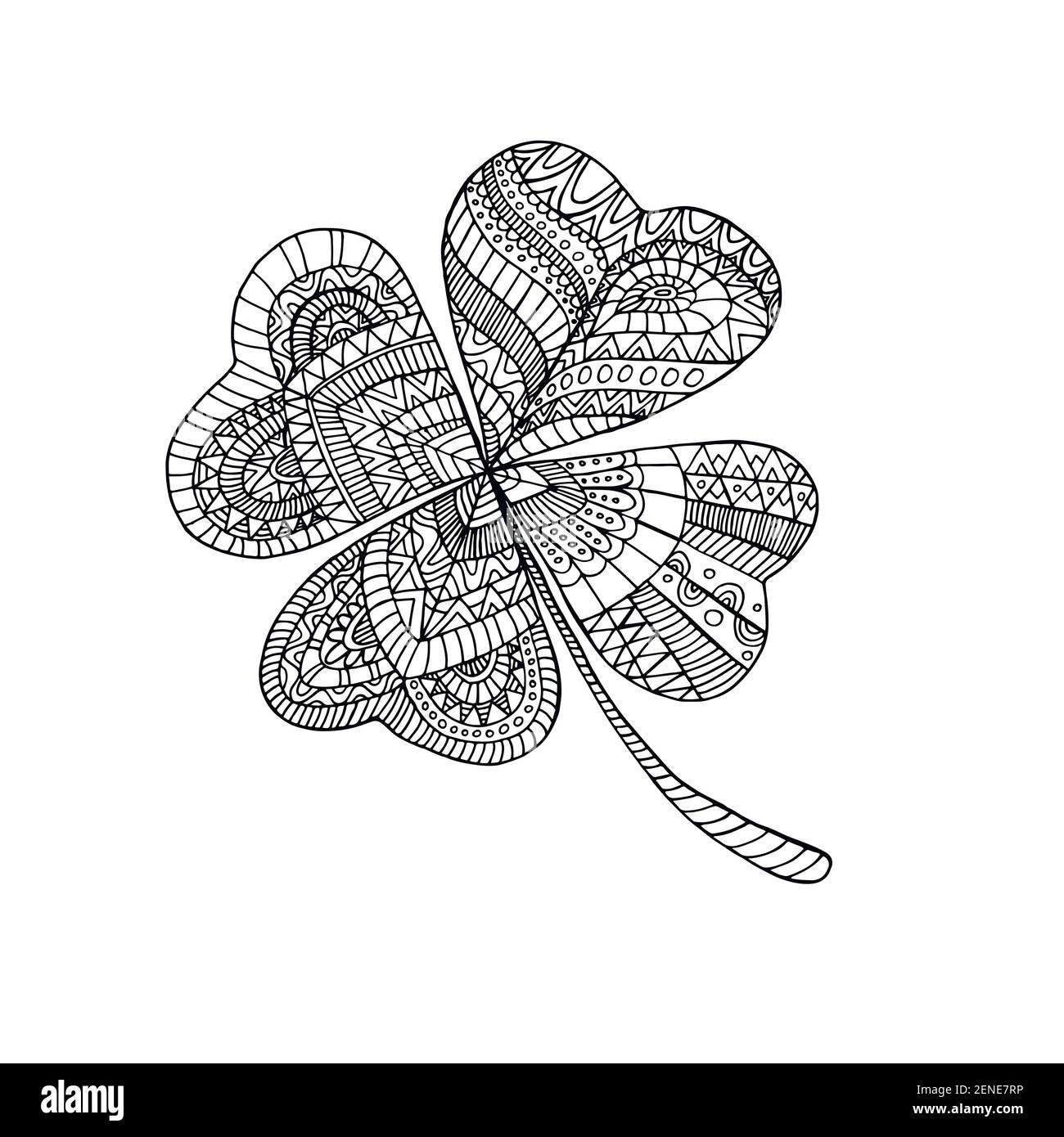 Coloring book clover on st patrick s day isolated pattern hand drawn vector sign luck anti stress ethnic bohemian background vintage decorative stock vector image art